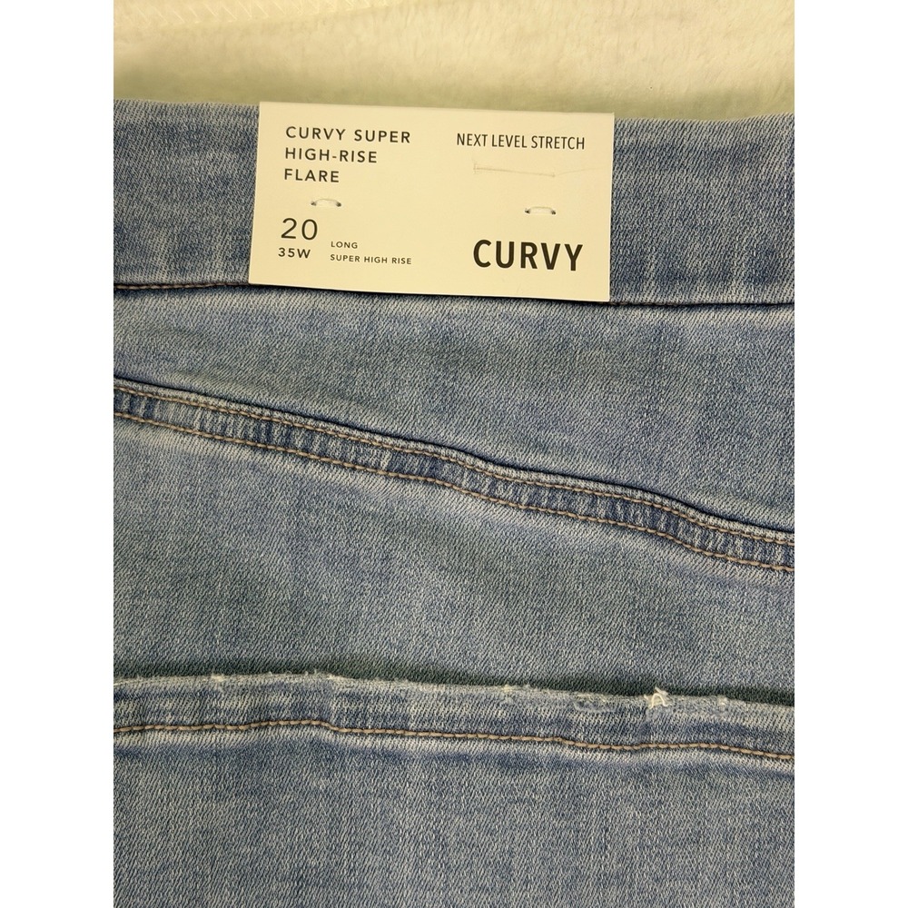 New American Eagle Jeans Womens 20 Long Blue Curvy Super High Rise Flare Stretch - Picture 7 of 12